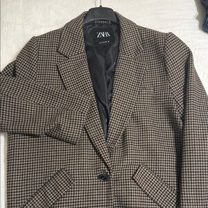 Zara Women’s Brown Houndstooth Blazer
